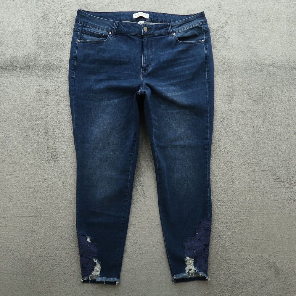 Lane Bryant Jeans Women's Size 18 Blue Mid-Rise Skinny 27" Inseam Distressed